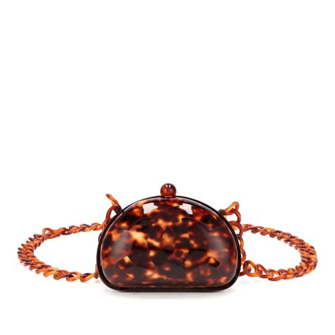 Chanel Vintage Brown Tortoiseshell CC Mini Evening Bag 